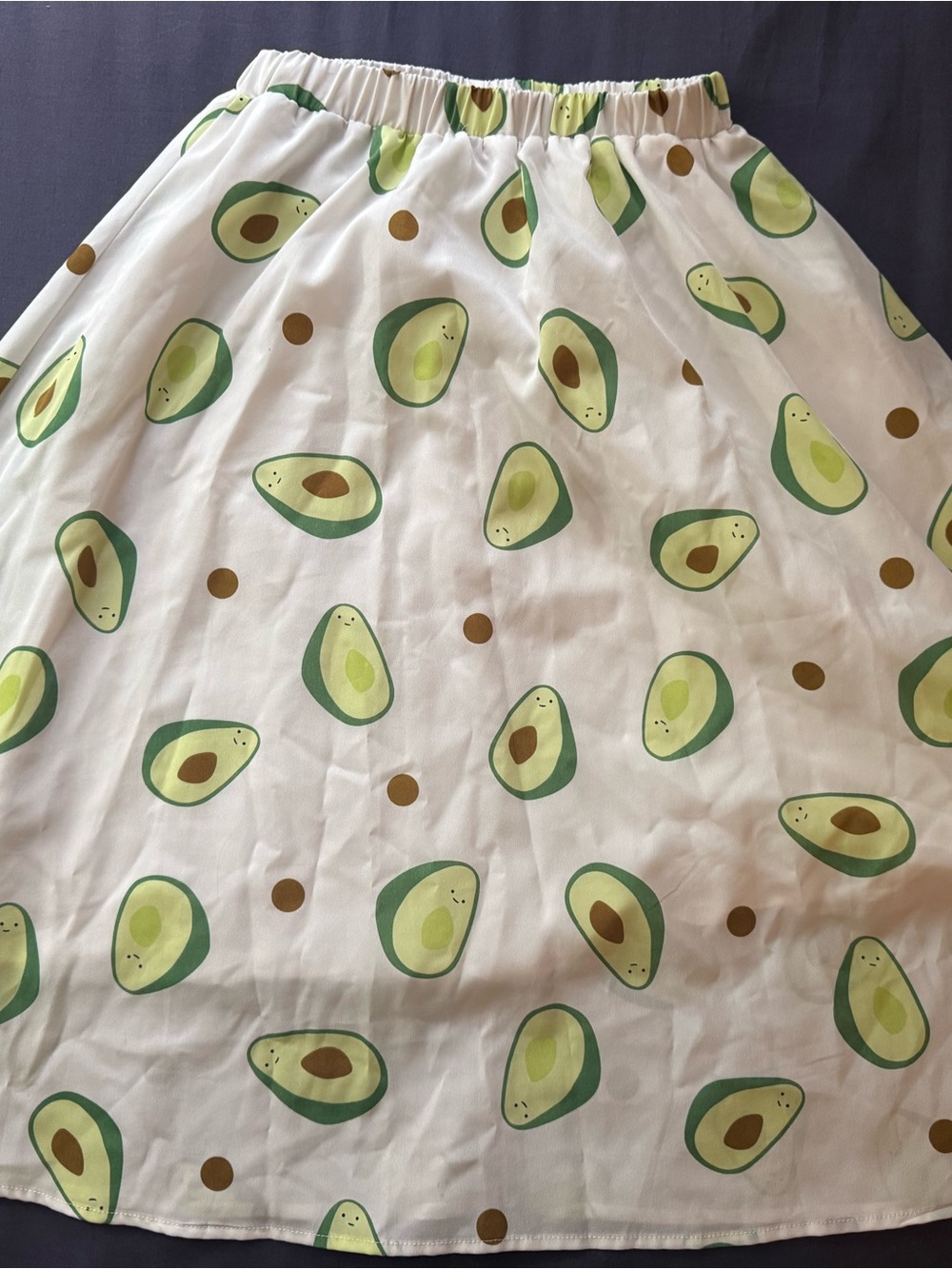 White Skirt with Cute Avocado Print